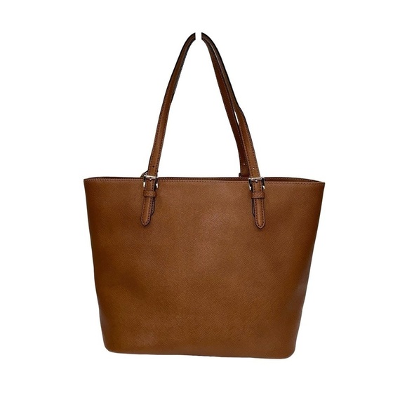 Michael Kors MK Tote Bag Jet Set Large Leather Pocket Color Luggage - Picture 3 of 16